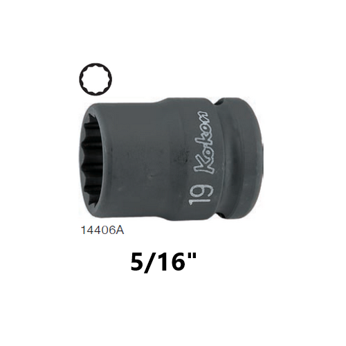 SKI - สกี จำหน่ายสินค้าหลากหลาย และคุณภาพดี | KOKEN 14406A-5/16 ขอบบาง ลูกบ๊อกลมสั้น 1/2นิ้ว-12P-5/16นิ้ว