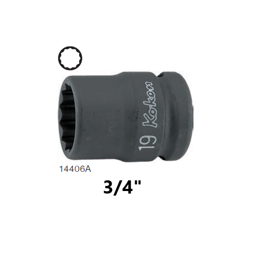 SKI - สกี จำหน่ายสินค้าหลากหลาย และคุณภาพดี | KOKEN 14406A-3/4 ขอบบาง ลูกบ๊อกลมสั้น 1/2นิ้ว-12P-3/4นิ้ว