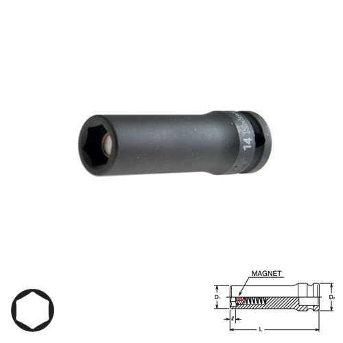 KOKEN 14300G-12 ลูกบ๊อกลมยาว 1/2นิ้ว-6P-12mm. พร้อมแม่เหล็ก