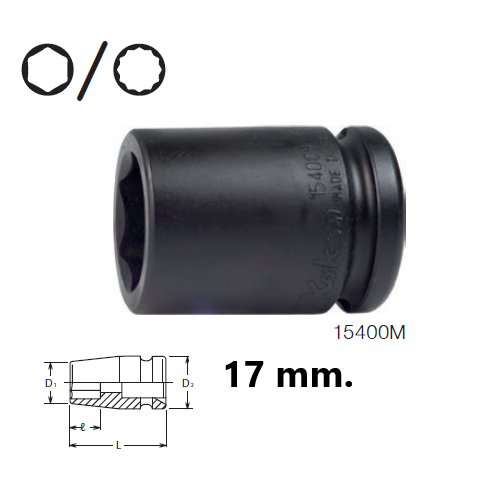 SKI - สกี จำหน่ายสินค้าหลากหลาย และคุณภาพดี | KOKEN 15400M-17 ลูกบ๊อกลมสั้น 5/8นิ้ว-6P-17mm.