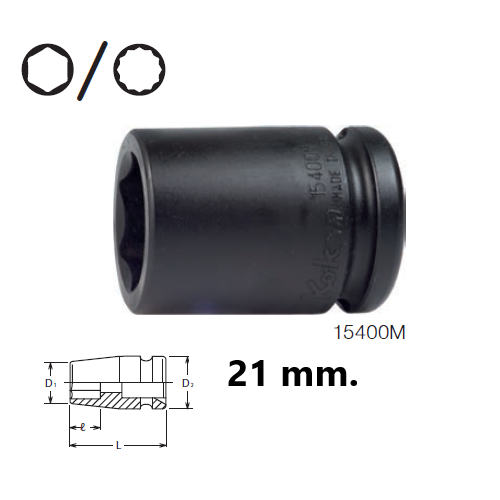 KOKEN 15400M-21 ลูกบ๊อกลมสั้น 5/8นิ้ว-6P-21mm.