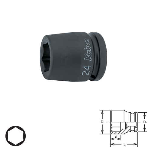 KOKEN 15400M-22 ลูกบ๊อกลมสั้น 5/8นิ้ว-6P-22mm.