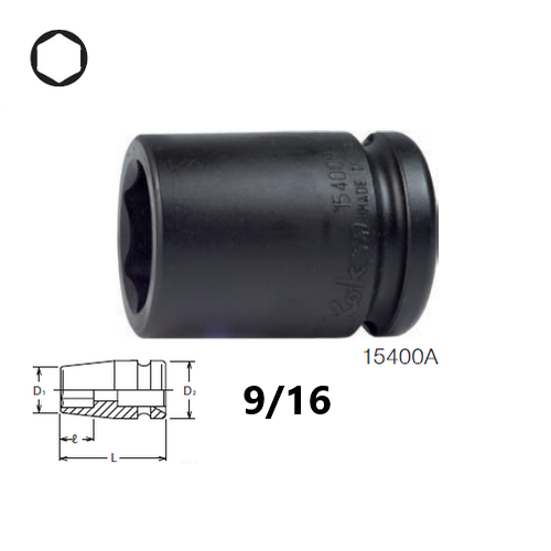 KOKEN 15400A-9/16 ลูกบ๊อกลมสั้น 5/8นิ้ว-6P-9/16นิ้ว