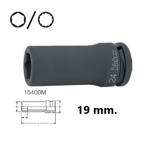 SKI - สกี จำหน่ายสินค้าหลากหลาย และคุณภาพดี | KOKEN 15300M-19 ลูกบ๊อกลมยาว 5/8นิ้ว-6P-19mm.