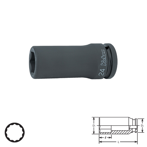 KOKEN 15305M-17 ลูกบ๊อกลมยาว 5/8นิ้ว-12P-17mm.