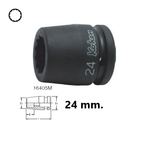 SKI - สกี จำหน่ายสินค้าหลากหลาย และคุณภาพดี | KOKEN 16405M-24 ลูกบ๊อกลมสั้น 3/4นิ้ว-12P-24mm.