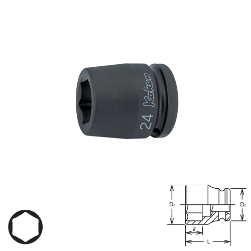 KOKEN 16400A-1.7/8 ลูกบ๊อกลมสั้น 3/4นิ้ว-6P-1.7/8นิ้ว