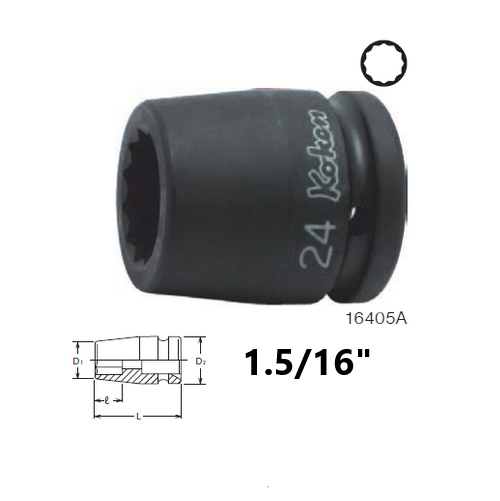 KOKEN 16405A-1.5/16 ลูกบ๊อกลมสั้น 3/4นิ้ว-12P-1.5/16นิ้ว