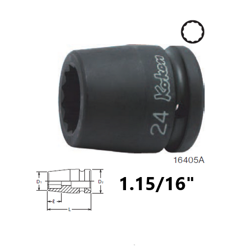 SKI - สกี จำหน่ายสินค้าหลากหลาย และคุณภาพดี | KOKEN 16405A-1.15/16 ลูกบ๊อกลมสั้น 3/4นิ้ว-12P-1.15/16นิ้ว