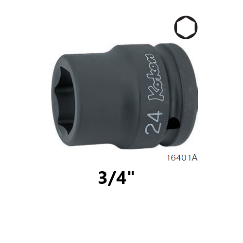 KOKEN 16401A-3/4 ลูกบ๊อกลมสั้น ขอบบาง 3/4นิ้ว-6P-3/4นิ้ว