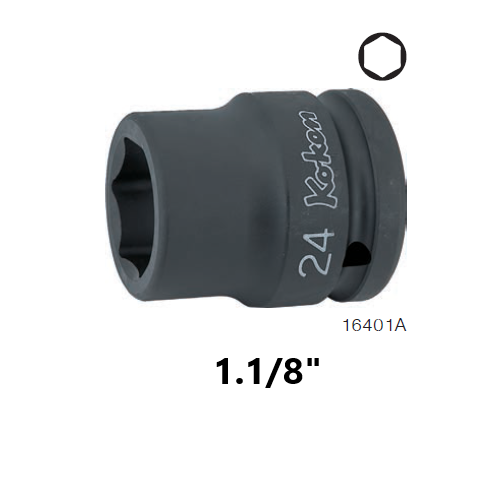KOKEN 16401A-1.1/8 ขอบบาง ลูกบ๊อกลมสั้น 3/4นิ้ว-6P-1.1/8นิ้ว