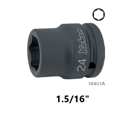 KOKEN 16401A-1.5/16 ขอบบาง ลูกบ๊อกลมสั้น 3/4นิ้ว-6P-1.5/16นิ้ว