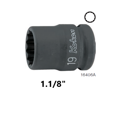 SKI - สกี จำหน่ายสินค้าหลากหลาย และคุณภาพดี | KOKEN 16406A-1.1/8 ขอบบาง ลูกบ๊อกลมสั้น 3/4นิ้ว-12P-1.1/8นิ้ว