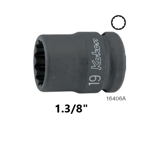 KOKEN 16406A-1.3/8 ขอบบาง ลูกบ๊อกลมสั้น 3/4นิ้ว-12P-1.3/8นิ้ว