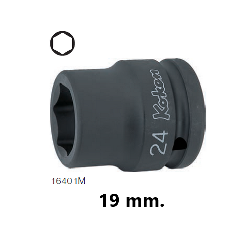KOKEN 16401M-19 ขอบบาง ลูกบ๊อกลมสั้น 3/4นิ้ว-6P-19mm.
