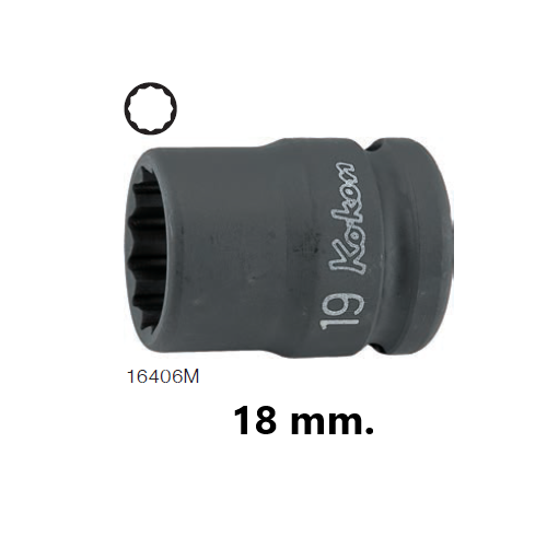 KOKEN 16406M-18 ขอบบาง ลูกบ๊อกลมสั้น 3/4นิ้ว-12P-18mm.