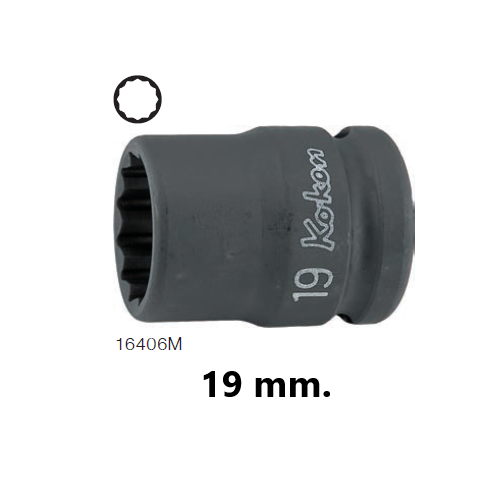 KOKEN 16406M-19 ขอบบาง ลูกบ๊อกลมสั้น 3/4นิ้ว-12P-19mm.