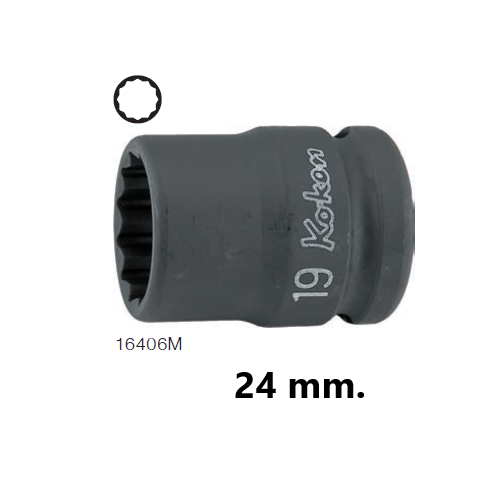 KOKEN 16406M-24 ขอบบาง ลูกบ๊อกลมสั้น 3/4นิ้ว-12P-24mm.