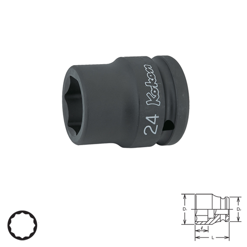 KOKEN 16406M-28 ขอบบาง ลูกบ๊อกลมสั้น 3/4นิ้ว-12P-28mm.