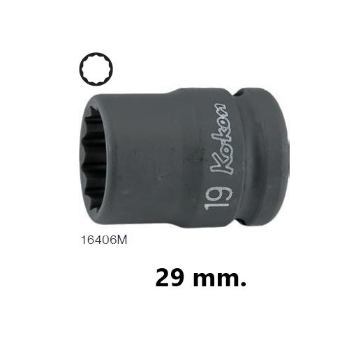 KOKEN 16406M-29 ขอบบาง ลูกบ๊อกลมสั้น 3/4นิ้ว-12P-29mm.