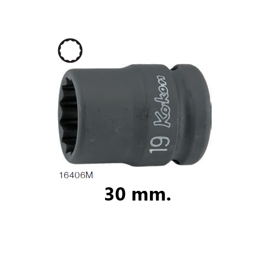 KOKEN 16406M-30 ขอบบาง ลูกบ๊อกลมสั้น 3/4นิ้ว-12P-30mm.