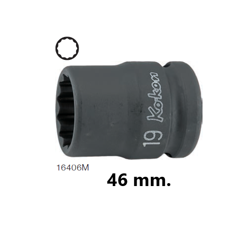 KOKEN 16406M-46 ขอบบาง ลูกบ๊อกลมสั้น 3/4นิ้ว-12P-46mm.