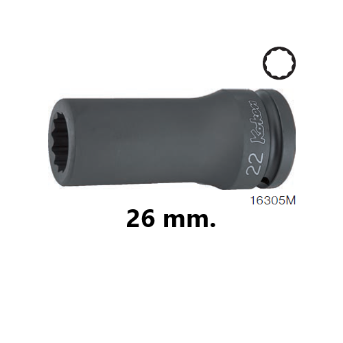 SKI - สกี จำหน่ายสินค้าหลากหลาย และคุณภาพดี | KOKEN 16305M-26 ลูกบ๊อกลมยาว 3/4นิ้ว-12P-26mm.