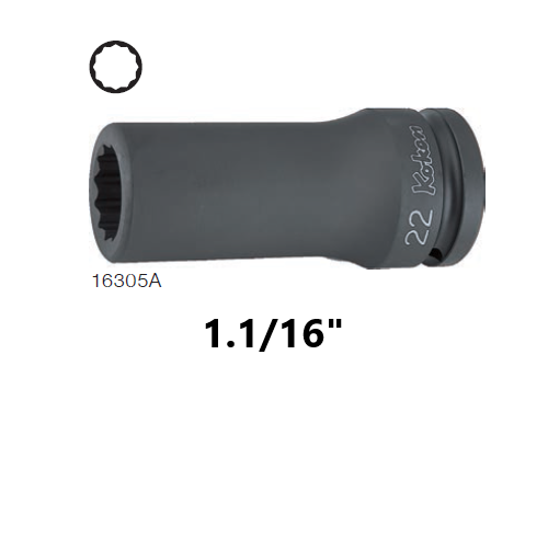 SKI - สกี จำหน่ายสินค้าหลากหลาย และคุณภาพดี | KOKEN 16305A-1.1/16 ลูกบ๊อกลมยาว 3/4นิ้ว-12P-1.1/16นิ้ว