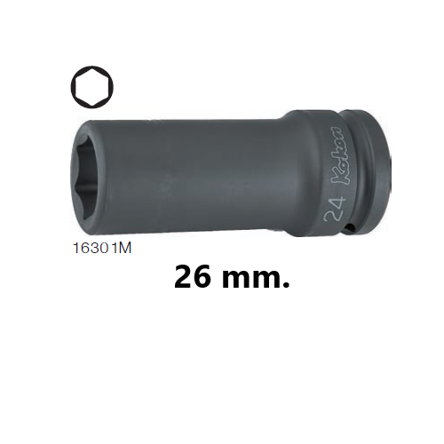 KOKEN 16301M-26 ขอบบาง ลูกบ๊อกลมยาว 3/4นิ้ว-6P-26mm.