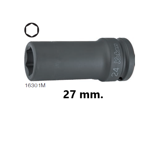 KOKEN 16301M-27 ขอบบาง ลูกบ๊อกลมยาว 3/4นิ้ว-6P-27mm.