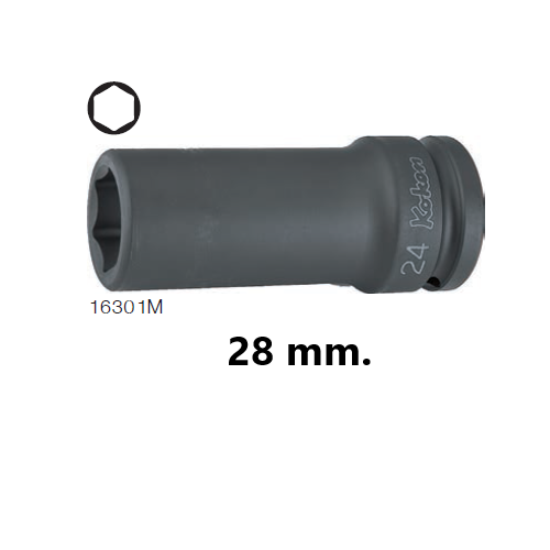 KOKEN 16301M-28 ขอบบาง ลูกบ๊อกลมยาว 3/4นิ้ว-6P-28mm.