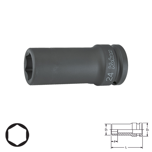 KOKEN 16301M-35 ขอบบาง ลูกบ๊อกลมยาว 3/4นิ้ว-6P-35mm.