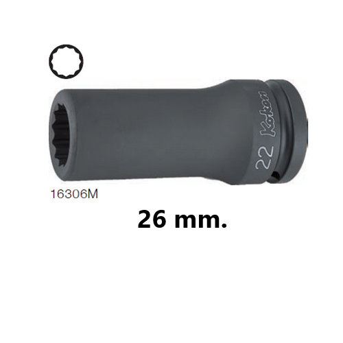 KOKEN 16306M-26 ขอบบาง ลูกบ๊อกลมยาว 3/4นิ้ว-12P-26mm.