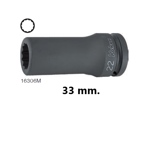KOKEN 16306M-33 ขอบบาง ลูกบ๊อกลมยาว 3/4นิ้ว-12P-33mm.