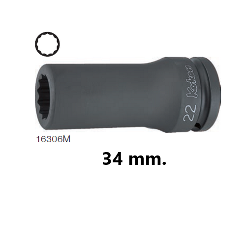 KOKEN 16306M-34 ขอบบาง ลูกบ๊อกลมยาว 3/4นิ้ว-12P-34mm.