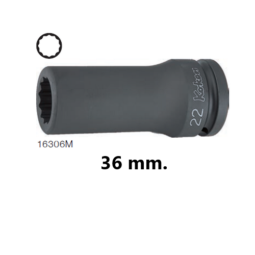KOKEN 16306M-36 ขอบบาง ลูกบ๊อกลมยาว 3/4นิ้ว-12P-36mm.