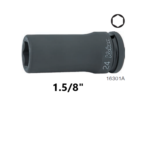 KOKEN 16301A-1.5/8 ขอบบาง ลูกบ๊อกลมยาว 3/4นิ้ว-6P-1.5/8นิ้ว