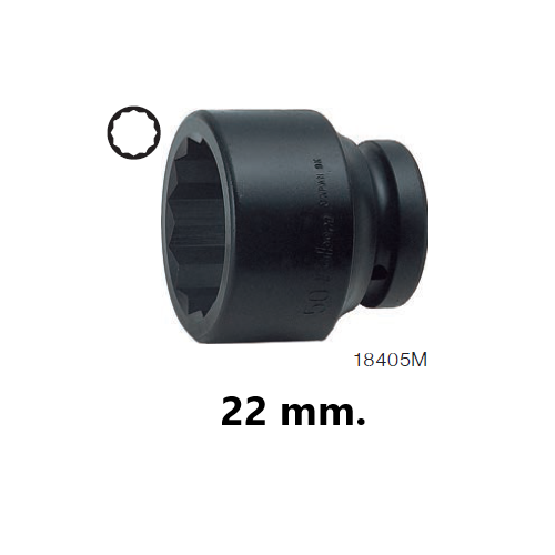 KOKEN 18405M-22 ลูกบ๊อกลมสั้น 1นิ้ว-12P-22mm.