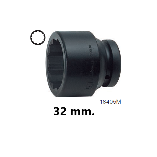 SKI - สกี จำหน่ายสินค้าหลากหลาย และคุณภาพดี | KOKEN 18405M-32 ลูกบ๊อกลมสั้น 1นิ้ว-12P-32mm.