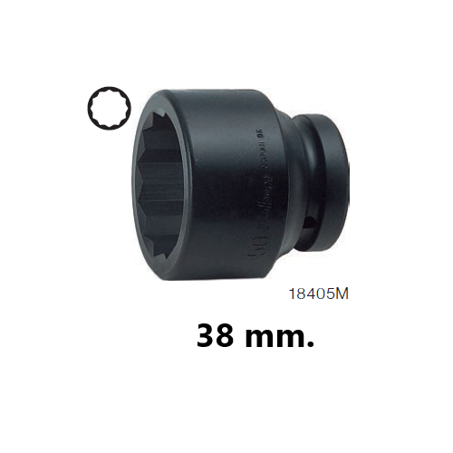 KOKEN 18405M-38 ลูกบ๊อกลมสั้น 1นิ้ว-12P-38mm.