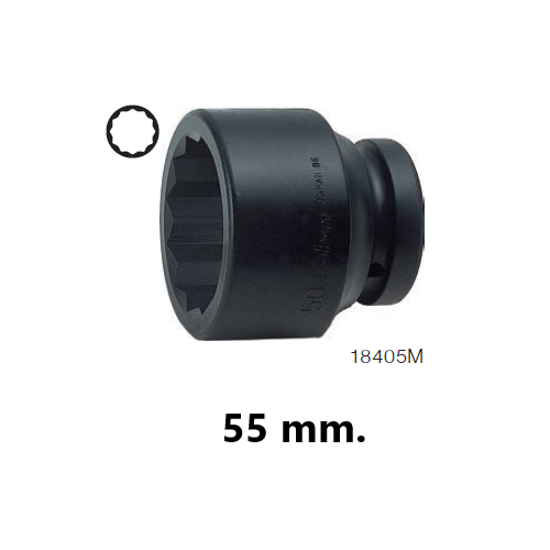 KOKEN 18405M-55 ลูกบ๊อกลมสั้น 1นิ้ว-12P-55mm.