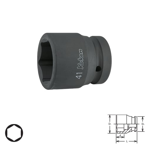 KOKEN 18401M-19 ขอบบาง ลูกบ๊อกลมสั้น 1นิ้ว-6P-19mm.
