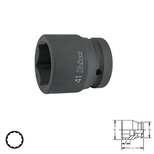 KOKEN 18406M-46 ขอบบาง ลูกบ๊อกลมสั้น 1นิ้ว-12P-46mm.