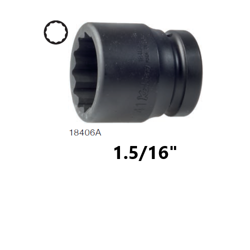 SKI - สกี จำหน่ายสินค้าหลากหลาย และคุณภาพดี | KOKEN 18406A-1.5/16 ขอบบาง ลูกบ๊อกลมสั้น 1นิ้ว-12P-1.5/16นิ้ว