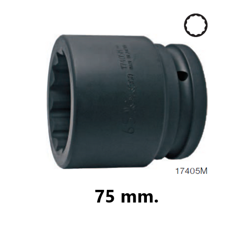KOKEN 17405M-75 ลูกบ๊อกลมสั้น 1.1/2นิ้ว-12P-75mm.