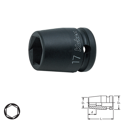 KOKEN 14465M-12 ลูกบ๊อกลมสั้นหามุม 1/2นิ้ว-12mm.
