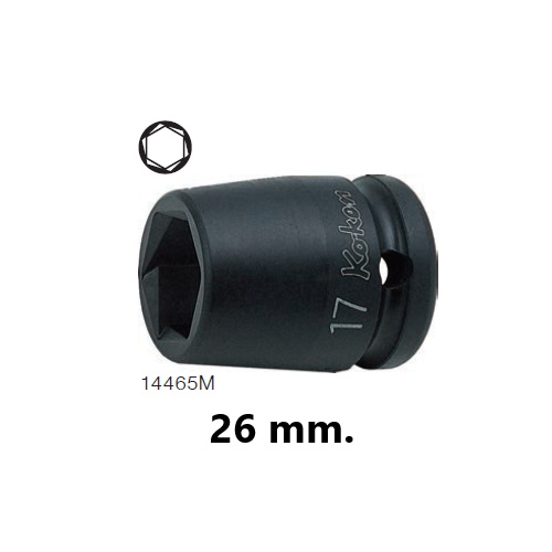KOKEN 14465M-26 ลูกบ๊อกลมสั้นหามุม 1/2นิ้ว-26mm.