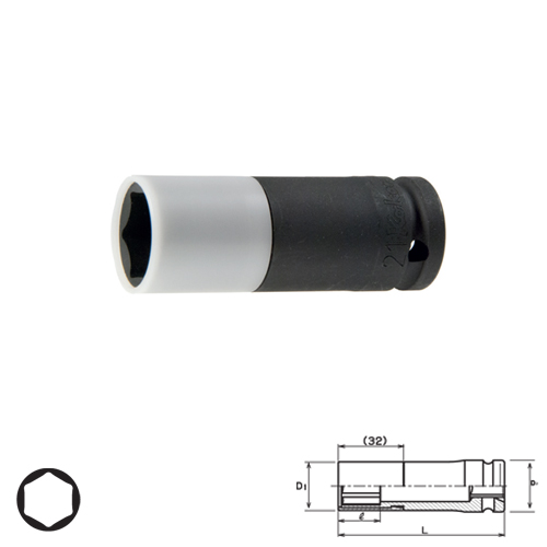 KOKEN 14300MSV-21 ลูกบ๊อกลมยาว+ปลอกหุ้ม 1/2นิ้ว-6P- 21mm.