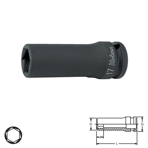 SKI - สกี จำหน่ายสินค้าหลากหลาย และคุณภาพดี | KOKEN 14365M-15 ลูกบ๊อกลมยาวหามุม 1/2นิ้ว-15mm.