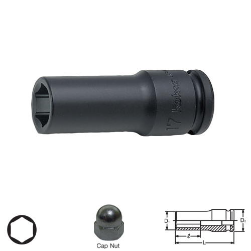 KOKEN 14113M-17 ลูกบ๊อกลมสำหรับ Hup Cap 1/2นิ้ว-6P-17mm.
